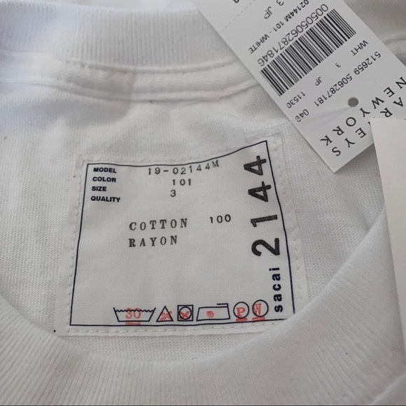NEW SACAI x DR WOO sz 3 L White Logo Tshirt Rose
